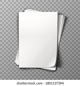 3d realistic vector pale of white paper on transparent background.