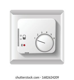 3d realistic vector panel of temperature regulator switch. Heat and air con control panel. Isolated icon illustration.