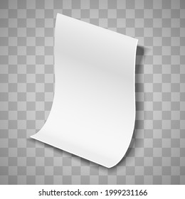 3d realistic vector paper sheet isolated on transparent background.