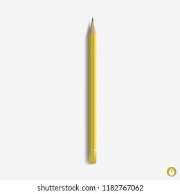 3d realistic vector pencil. Detailed school device. Color isolated mockup on white background