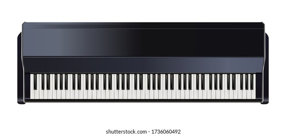 3d realistic vector piano with keyboard black and white.
