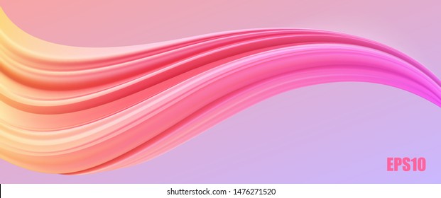 3d forma vectorial realista rosa a gradiente de color coral forma abstracta retorcida de pincel trazo de pincel . Plantilla de fondo de arte digital