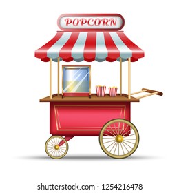 3d Realistic Vector Popcorn Red Machine.