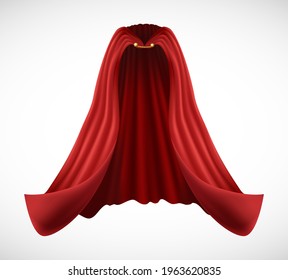 3d realistic vector red cape, isolated on white background.