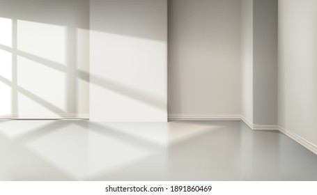 3d realistic vector room with light from the window. room design interior of apartment, office. Natural shadow effect from window of jalousie. 