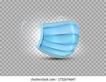3d realistic vector safety breathing mask, hospital breathing medical respiratory face mask. Covid-19 protection. Surgical Mask isolated on transparent background