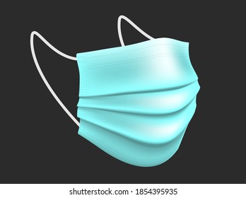 3d realistic vector safety breathing mask, hospital breathing medical respiratory face mask.
