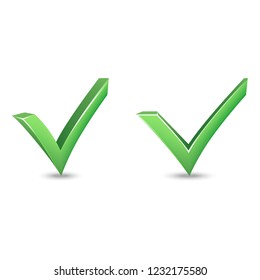 3d realistic vector set of symbol tick.