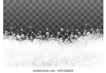 3d realistic vector shampoo soap foam with bubbles. Seamless pattern, isolated illustration.