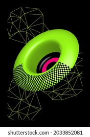 Formas vectoriales realistas 3D. Juguetes brillantes volumétricos de una forma inusual. Fondo geométrico colorido para la marca, la publicidad. Cubierta abstracta moderna, diseño mínimo de cubiertas.