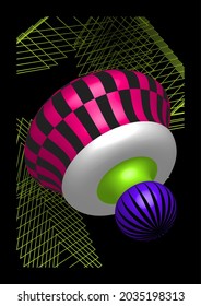 3D realistic vector shapes. Volumetric bright toys of an unusual shape. Colorful geometric Background for branding, advertising. Modern abstract cover, minimal covers design.