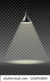 3d realistic vector spotlight lamp on transparent background.