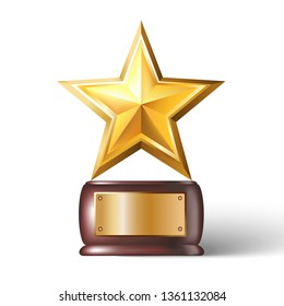 3d realistic vector star trophy.