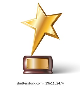 3d realistic vector star trophy.