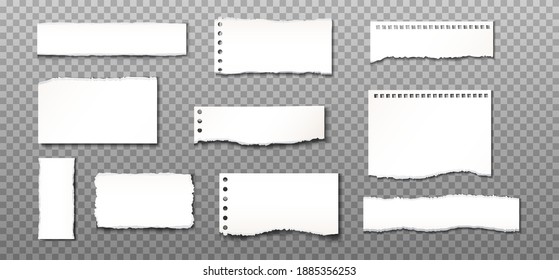 3d realistic vector torn paper pieces on transparent background. - Shutterstock ID 1885356253