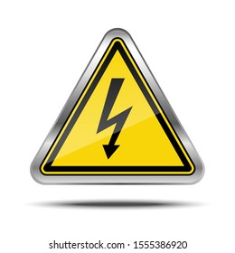 3d realistic vector warning power outage metal sign plate with warning sign on it, isolated on white background.