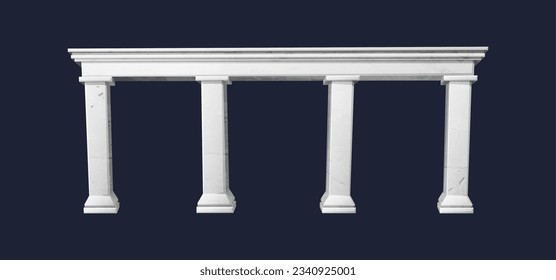 3d realistic vector white old antique collums wall arch.