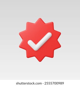 3d Realistic Verify check icon vector illustration