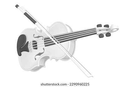 3d violín realista para el diseño de concepto musical en estilo de dibujos animados plásticos. Ilustración vectorial.