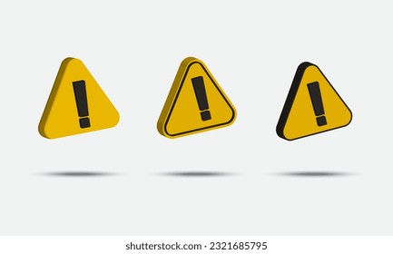 3d realistic Warning sign set. Cautioning signs of various shapes.