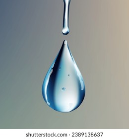3D realistisches Wasser tropfen Wasser einzeln auf unscharfem Hintergrund. EPS10-Vektorgrafik