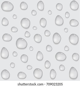 3d realistic water drops on a gray background. Vector illustration