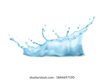 3 d juego de salpicaduras de agua realista con visión lateral de las gotas de agua que se sumergen en la ilustración del vector de agua