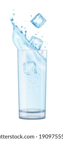 3d salpicadura de agua realista fijada sobre fondo en blanco con imágenes aisladas de gotas y flujos de fluidos ilustración vectorial
