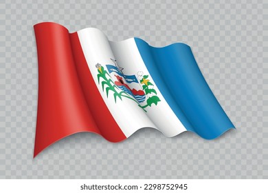 Bandera ondulada realista 3D de Alagoas es un estado de Brasil con trasfondo transparente