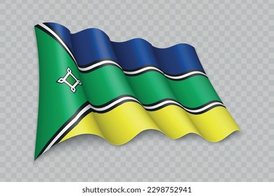 3D Realistic waving Flag of Amapa is a state of Brazil on transparent background