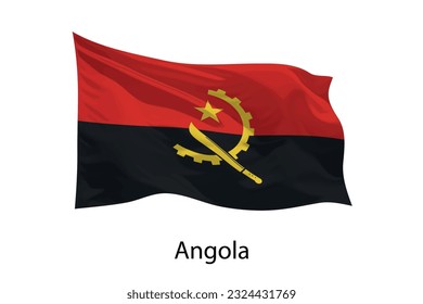 3d realistic Waving flag of Angola Isolated. Template for poster design