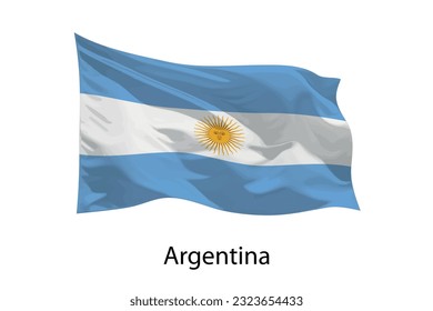 3d realistische Waving Fahne von Argentinien isoliert. Vorlage für das Plakatdesign
