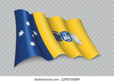 3D Realistic waving Flag of Australian Capital Territory is a state of Australia on transparent background