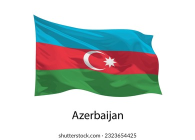 3d realistic Waving flag of Azerbaijan Isolated. Template for iposter design