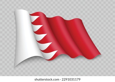 3D Realistic waving Flag of Bahrain on transparent background