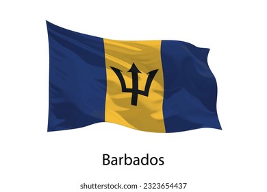 3d realistische Waving Fahne von Barbados isoliert. Vorlage für das Plakatdesign