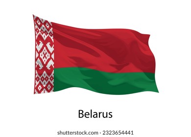 3d realistic Waving flag of Belarus Isolated. Template for iposter design