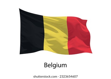 3d realistic Waving flag of Belgium Isolated. Template for iposter design