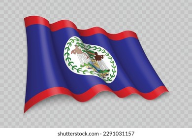 Bandera ondulada realista 3D sobre fondo transparente