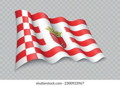 3D Realistic waving Flag of Bremen is a state of Germany on transparent background
