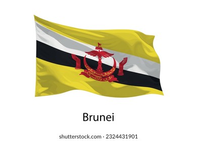 3d realistic Waving flag of Brunei Isolated. Template for poster design