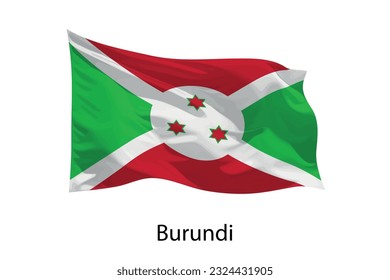 3d realistic Waving flag of Burundi Isolated. Template for poster design