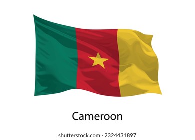 3d realistic Waving flag of Cameroon Isolated. Template for poster design