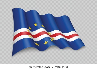 3D Realistic waving Flag of Cape Verde on transparent background