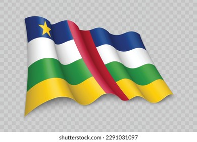3D Realistic waving Flag of Central African Republic on transparent background