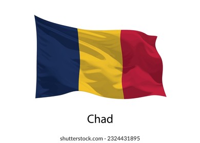 3d realistic Waving flag of Chad Isolated. Template for poster design