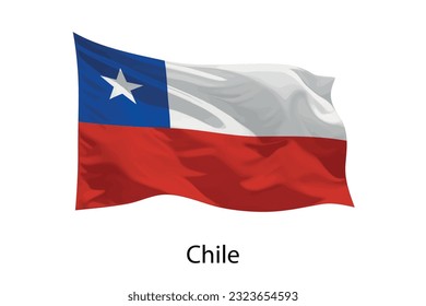 3d bandera ondulante realista de Chile Aislado. Plantilla para el diseño de iposter