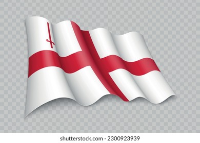 3D Realistic waving Flag of City of London is a county of England on transparent background