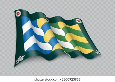 3D Realistic waving Flag of Cumbria is a county of England on transparent background