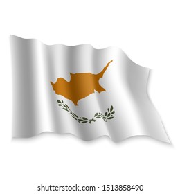 3D Realistic waving Flag of Cyprus on white background